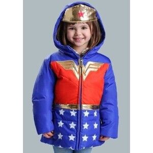 Fun Comics DC Girls Wonder Woman Puffer Jacket Size 10 EUC *Rare!*